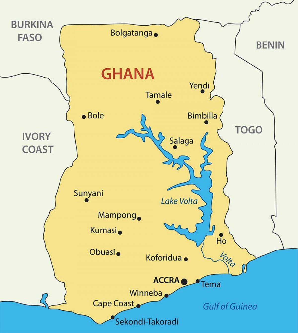 ghana mapa s městy