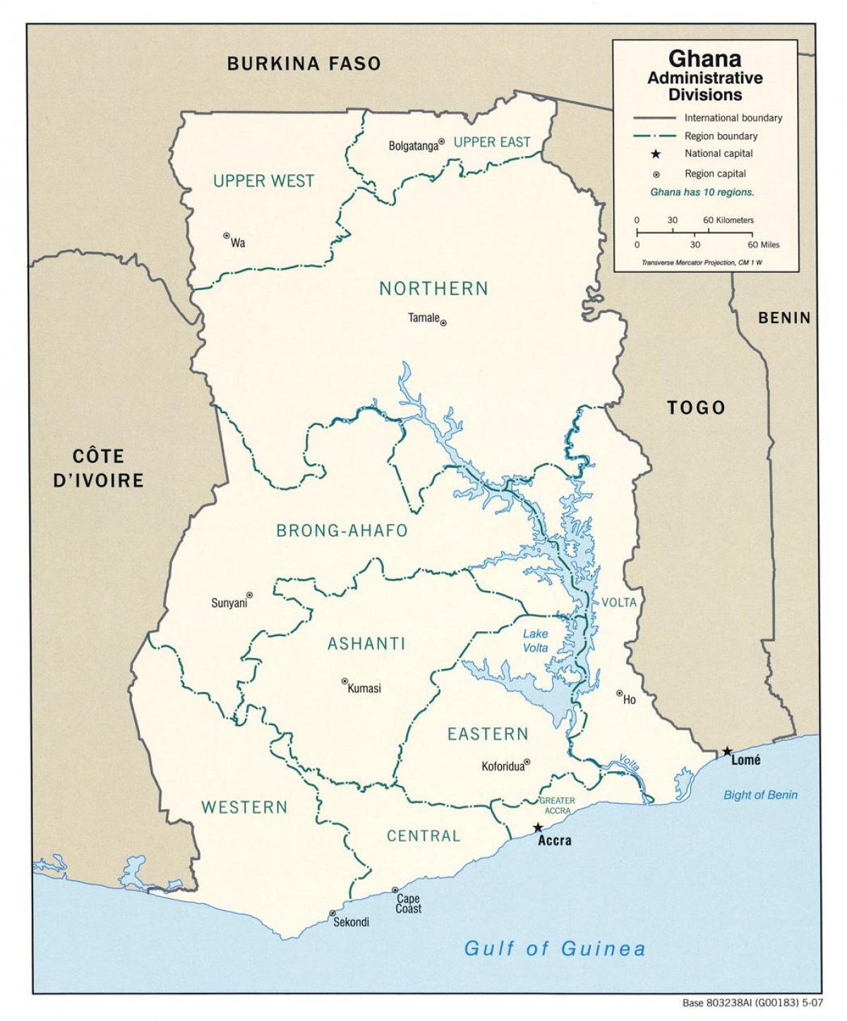 ghana mapa s regiony a okresy