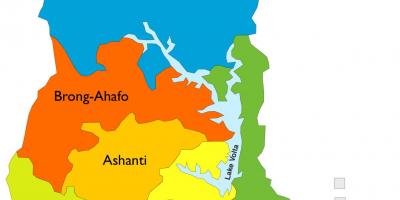 Mapa ghana ukazuje regionů